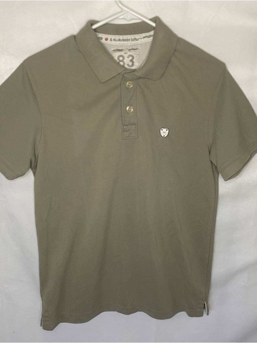 Allrugged Mens Medium Piqué Polo Shirt Short Sleeve Beige Stone Size Est 1983